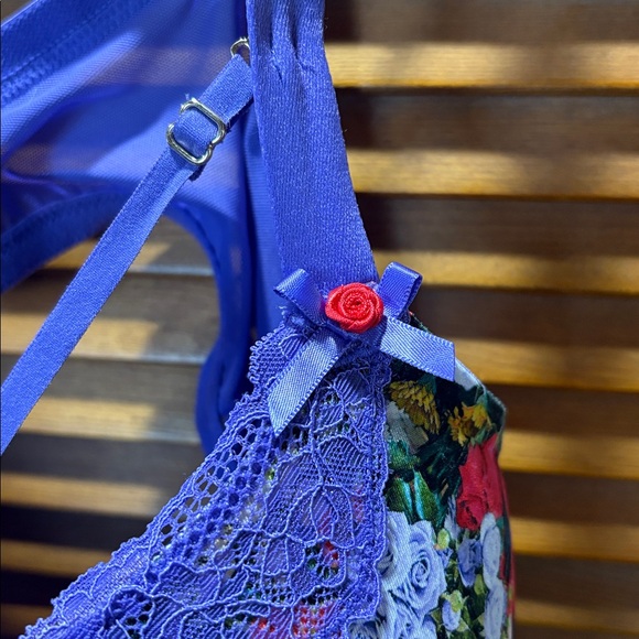 EUC CACIQUE Floral Lace Women's Bra - Purple - Picture 5 of 6